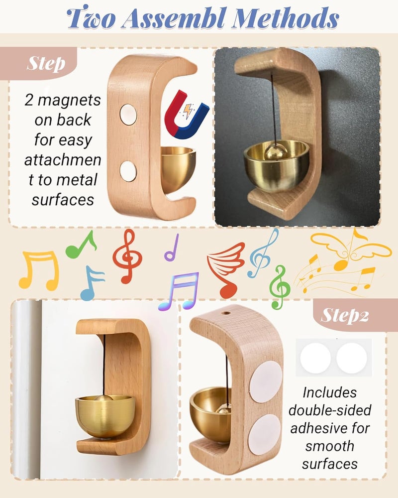 BovcTrraann Magnetic Shopkeepers Bell - Handcrafted Wooden Door Chime for Home, Garden, Porch, or Backyard, Rustic Housewarming Gift for Room or Outdoor Decor (Owl-Shaped) - Image 5